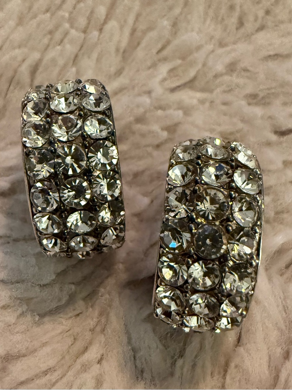 Gorgeous Vintage Lauren Conrad Rhinestone Hoop Clip-On Earrings